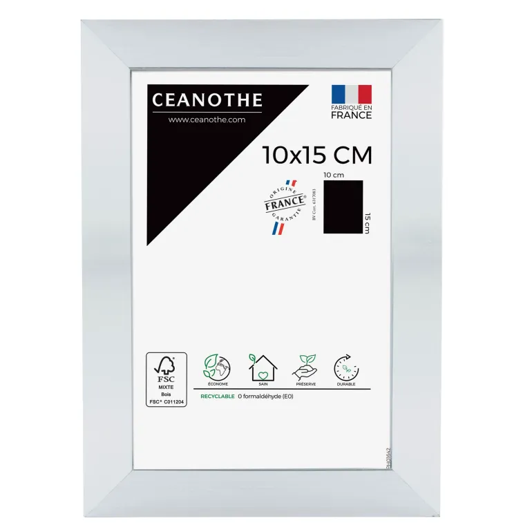 Cadre rectangulaire 10x15 cm Precious couleur acier