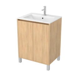Caisson Atos 60 cm chêne clair 2 portes sur pied AURLANE