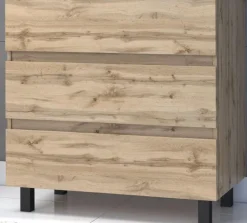 Caisson seul à poser 80 cm 3 tiroirs décor chêne AURLANE
