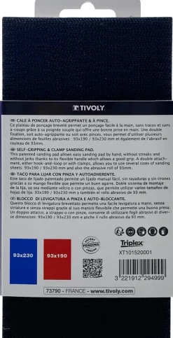 Cale à poncer rectangulaire 93x185mm Velcro + pince TIVOLY