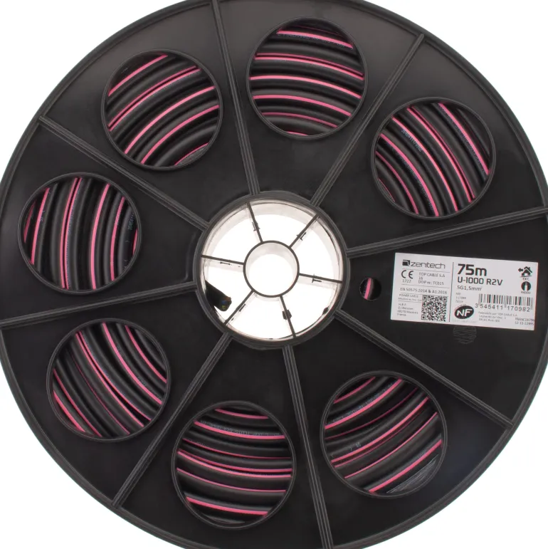 Câble électrique rigide 5G1,5 mm² - Vendu au ml