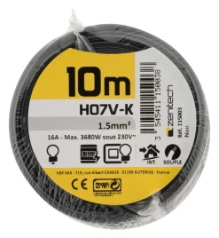 Câble souple H07VK 1x 1,5mm² noir 10m