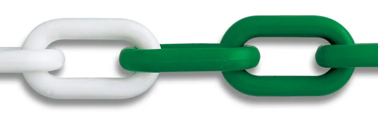 Chaîne de signalisation vert/blanc Ø8mm - Vendu au mètre