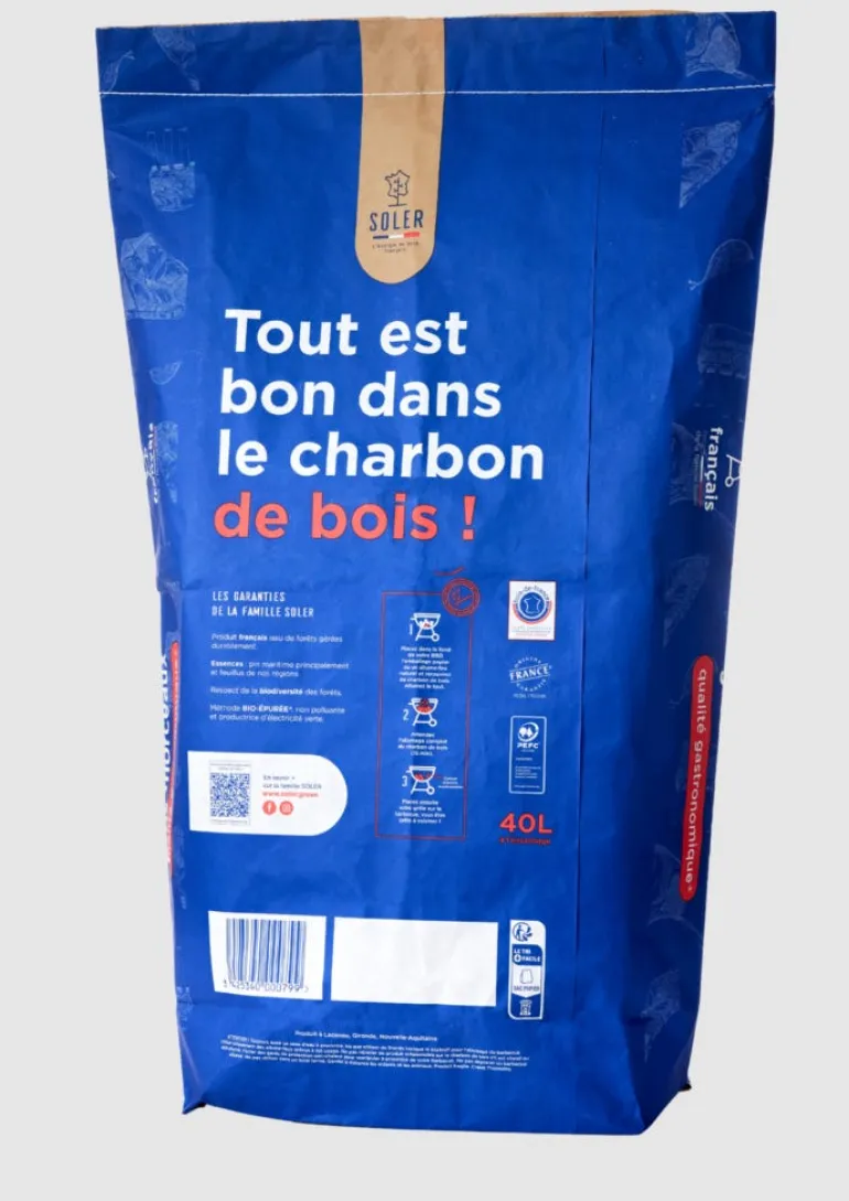 Charbon de bois gros morceaux 40L