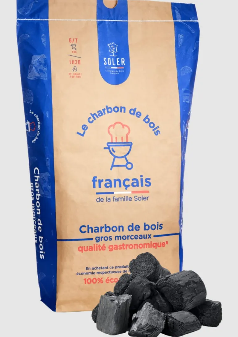 Charbon de bois gros morceaux 40L