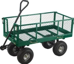 Chariot de jardin grillagé métal 4 pneumatiques XBIMC363