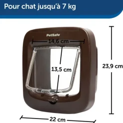 Chatière porte à puce électronique brun 4 positions