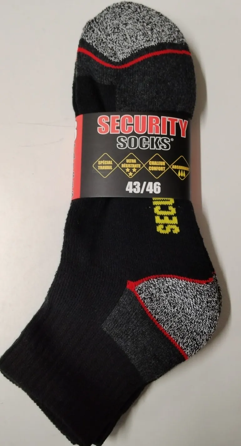Chaussettes courtes Security 39/42 noire (x3)