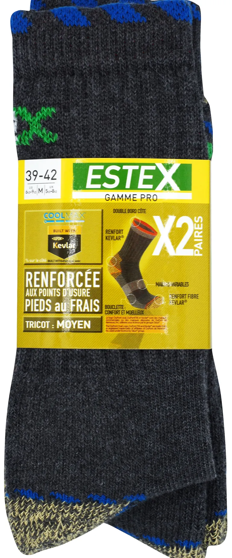 Chaussettes H/F Treck Coolmax 35/38 - Lot de 2 paires