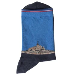 Chaussettes bleues motif Mont-St-Michel