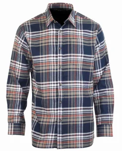 Chemise à carreaux manches longues BALEZE Marine/Beige