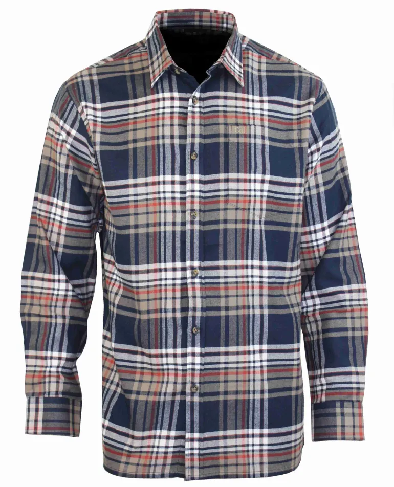 Chemise à carreaux manches longues BALEZE Marine/Beige