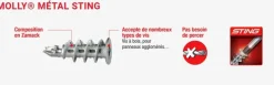 Chevilles sans-perçage métal sting plugs Ø4x39mm (x20)