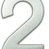 Chiffre adhésif N°2 en acier inoxydable H.9,5 cm
