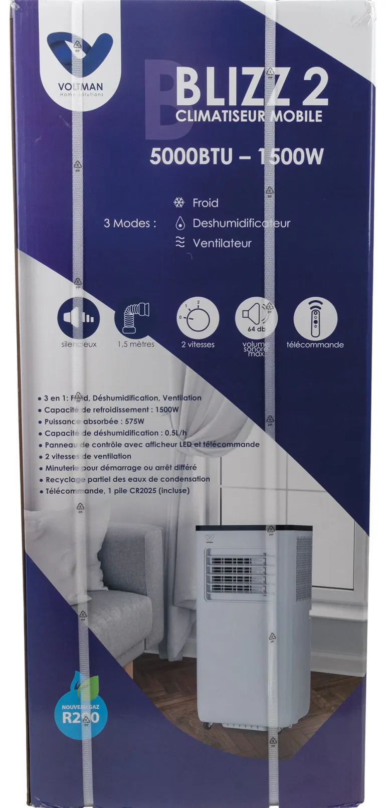 Climatiseur mobile 3-en-1 Blizz 2 - 5000 BTU 1500W