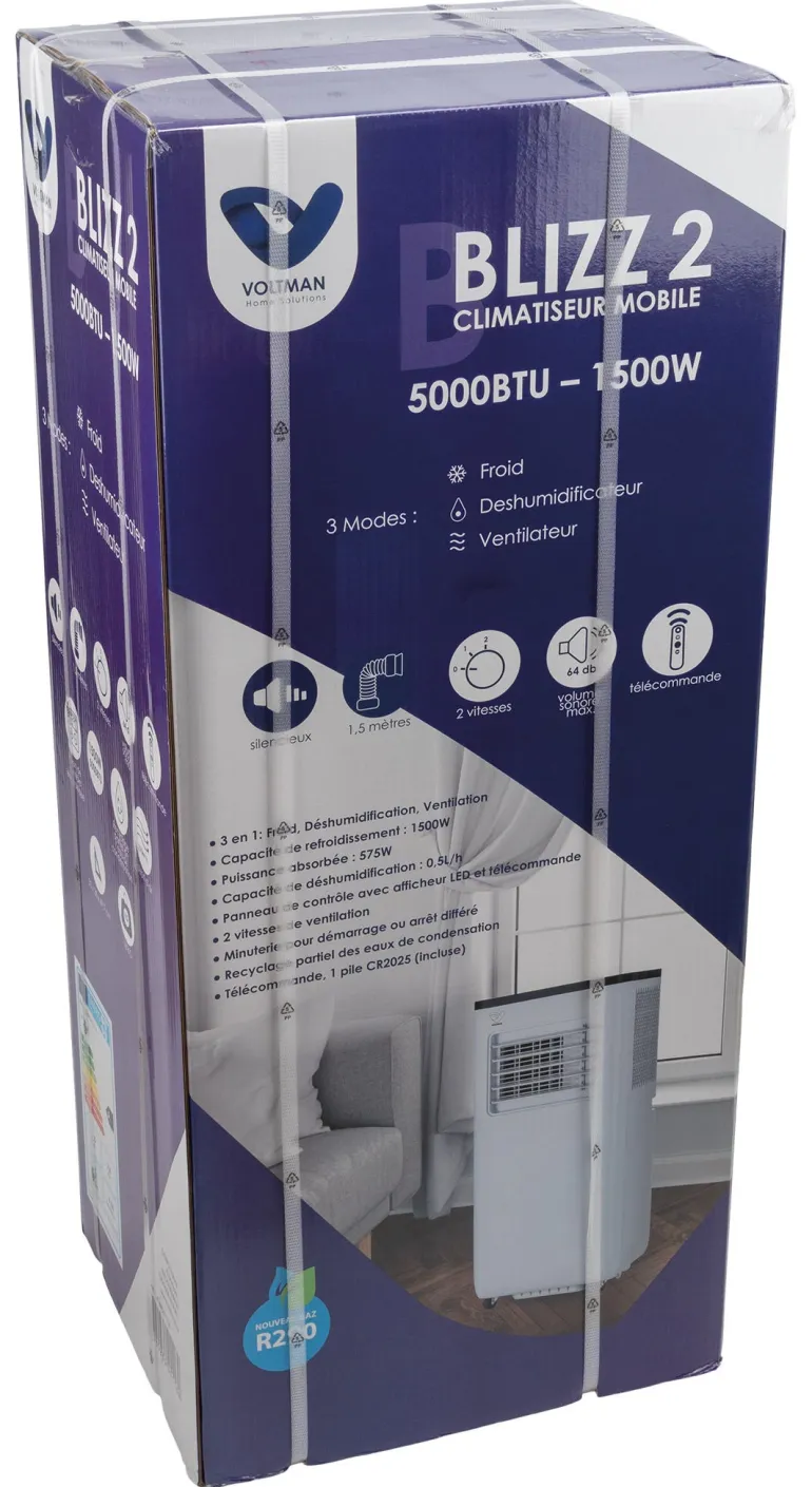 Climatiseur mobile 3-en-1 Blizz 2 - 5000 BTU 1500W