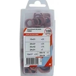 Coffret de 100 joints plats en fibre rouge pour raccords