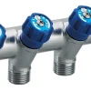 Collecteur robinet bleu M-F 20x27 - 4 départs Mâle 15x21