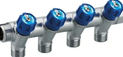 Collecteur robinet bleu M-F 20x27 - 4 départs Mâle 15x21