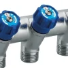 Collecteur robinet bleu M-F 20x27 - 3 départs Mâle 15x21