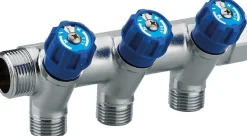 Collecteur robinet bleu M-F 20x27 - 3 départs Mâle 15x21