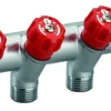 Collecteur robinet rouge M-F 20x27 - 4 départs Mâle 15x21