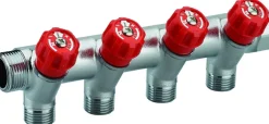 Collecteur robinet rouge M-F 20x27 - 4 départs Mâle 15x21