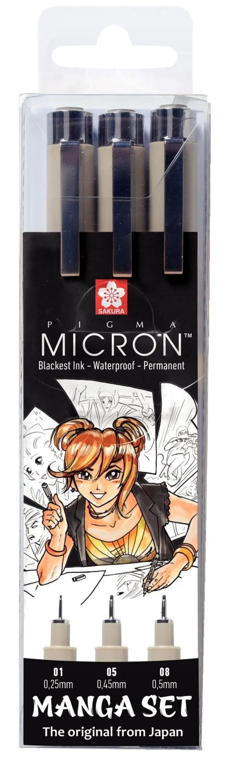 Collection Manga unique de 3 stylos Pigma Micron Noirs
