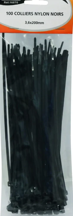 Collier nylon 3,6x200mm noir (x100)
