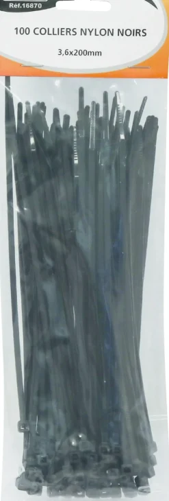 Collier nylon 3,6x200mm noir (x100)
