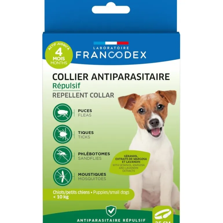 Collier insectifuge pour chiot/chien -de 10kg 35cm FRANCODEX