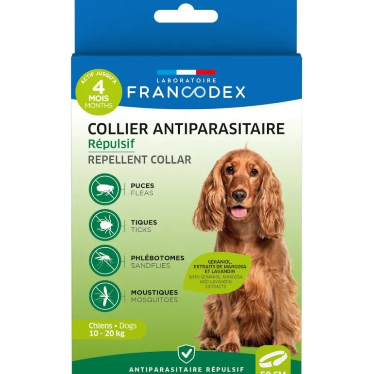 Collier insectifuge pour chien 10/20kg 60cm FRANCODEX