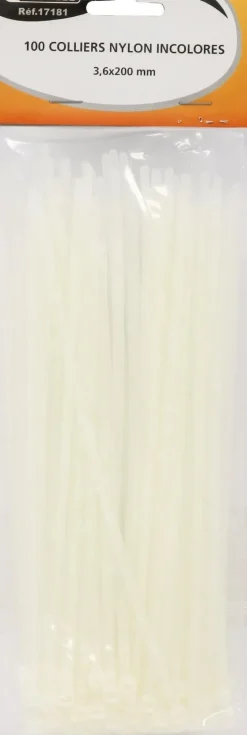 Collier nylon 3,6x200mm incolore (x100)