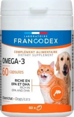 Complément alimentaire chien/chat Oméga-3 60 capsules