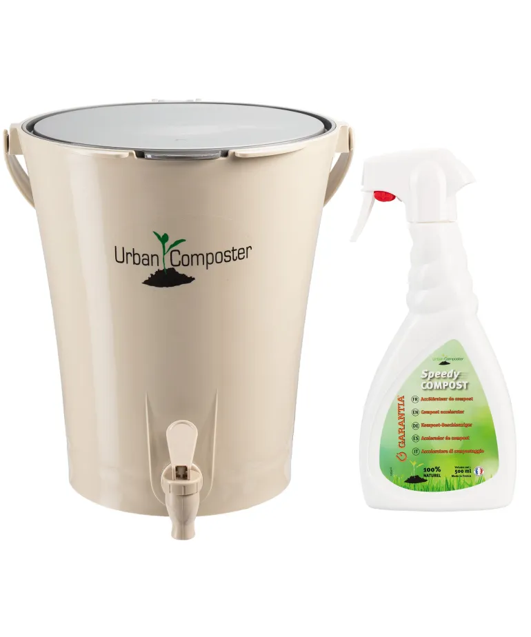 Composteur de cuisine Urban City 8L gris + Speedy-Compost