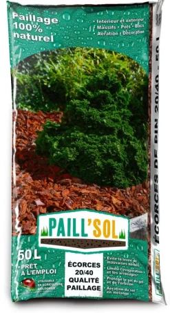 Écorces de pin maritime pour paillage 20/40 UAB 50L