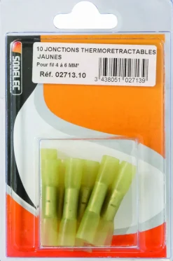 Cosse jonction bout à bout isolée thermo jaune (x10)