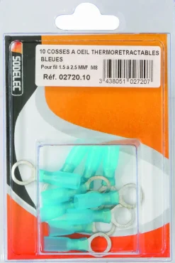 Cosse à oeil isolée thermorétractable bleue M4 (x10)