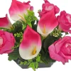 Coupe funéraire de roses et callas H 18 Ø 20 cm