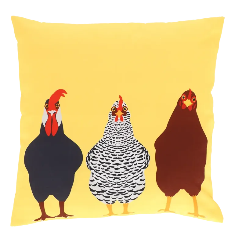 Coussin d'extérieur motif poules
