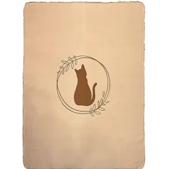 Couverture de jardin motif chat 152x196 cm marron