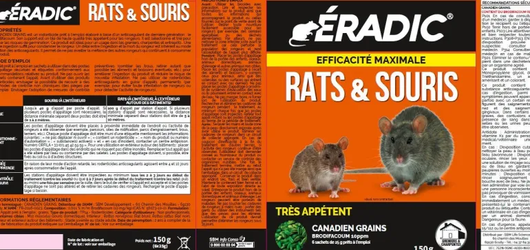 Céréales forte Infestation pour rats et souris 150g ERADIC
