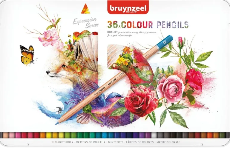 Crayons de couleur, boîte métallique de 36