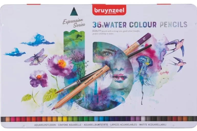 Crayons de couleur, boîte métallique de 36