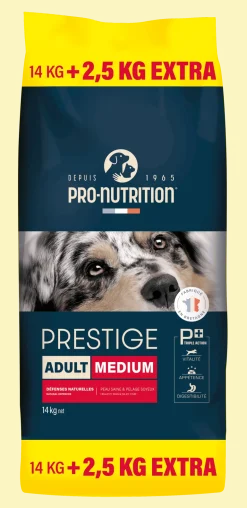 Croquettes pour chien medium 14 kg + 2,5 kg PRESTIGE