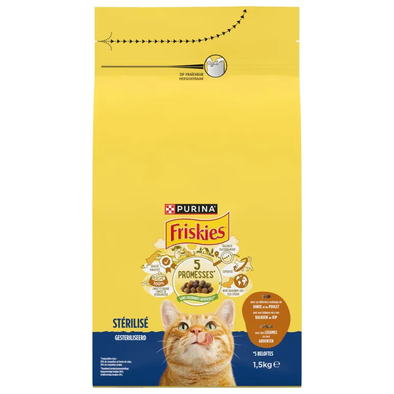 Croquettes chat adulte stérilisé Dinde-Poulet-Légumes 1,5kg