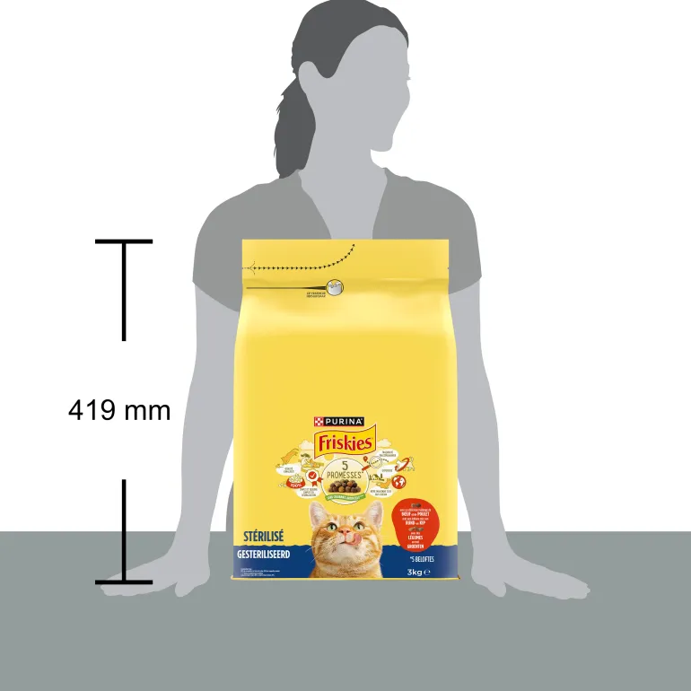 Croquettes chat adulte stérilisé Boeuf-Poulet-Légumes 3 kg