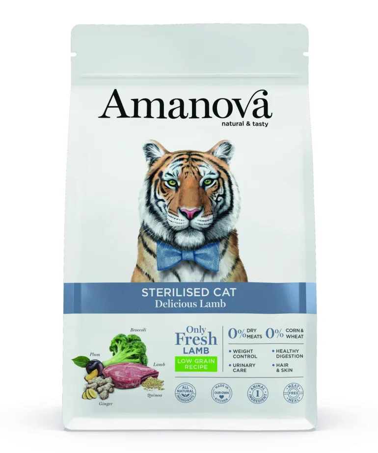 Croquettes chat stérilisé goût agneau 4 kg AMANOVA