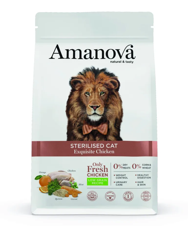 Croquettes chat stérilisé goût poulet 6 kg AMANOVA