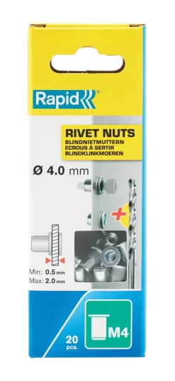Écrous à sertir M3 pour plage serrage jusqu'à 1.5 mm (x20)
